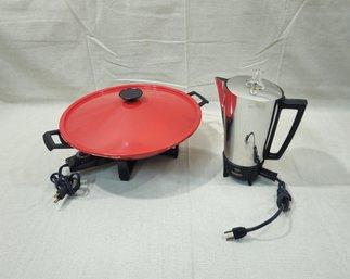 Vintage Electric Wok & Coffee Percolator Group