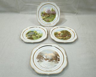 Vintage Harker Currier & Ives 4 Seasons In Vermont Plates