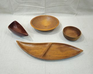 Assorted Vintage Decorative Wood Dishes Group