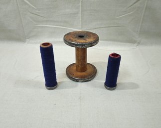 Decorative Wooden Bobbin Candle Holders Set Group
