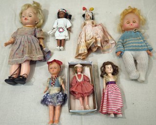 Assorted Vintage Sleepy Eye Hard Plastic Dolls Group