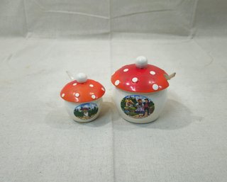 Vintage Goebel Mushroom Schwarzwald & Taunus Wunderland Souvenir Condiment Jars