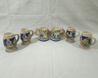 Assorted Vintage Ceramic German-Style Beer Stein Mugs Group