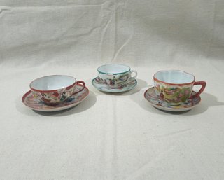 Assorted Vintage Ceramic Bone China Geisha Teacup & Saucer Sets Group