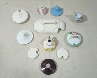 Assorted Vintage Collectible Ceramic Lids Group