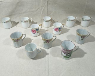 Assorted Vintage Nippon & Other Hand Painted Porcelain Chocolate Cups Group