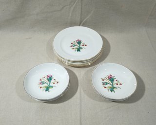 Vintage Unbranded Moss Rose Pattern Ceramic Tableware Group