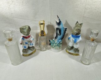 Assorted Vintage Ceramic & Glass Figural Liquor Bottles Group