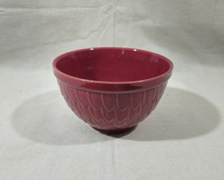 Vintage McCoy No. 9 Feather/Fish Scale Maroon Pottery Mixing Bowl