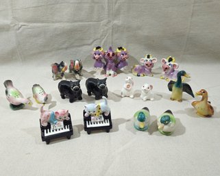 Assorted Vintage Figural Animal Ceramic Salt & Pepper Sets Group
