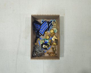 Assorted Vintage Fraternal & Police Patches And Pins Group