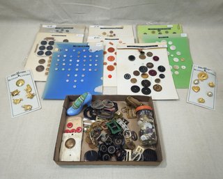 Assorted Vintage Buttons & Other Group
