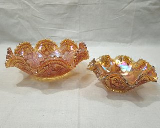 Assorted Vintage Imperial Marigold Carnival Glass Bowls Group