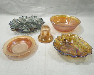 Assorted Vintage Marigold & Other Carnival Glass Articles Group