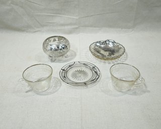 Assorted Silver Overlay Decorated Glassware Group