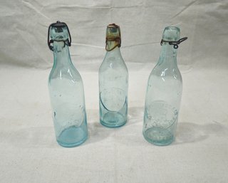 Assorted Antique Rothfuss Boston & Other Aqua Glass Bail Top Beer/Soda Bottles Group