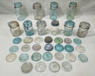 Assorted Antique & Vintage Canning Fruit Jars & Lids Group