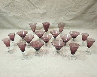 Assorted Vintage Amethyst Glass Stemware Group