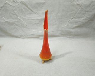 Vintage LE Smith Bittersweet Hobnail Tri-Footed Glass Swung Vase