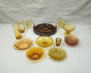 Assorted Vintage '40, '50, '60's Amber Glassware Group
