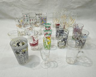 Assorted Vintage Glass Drinkware Group