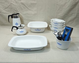 Assorted Vintage Corning Ware Blue Cornflower Cookware Group