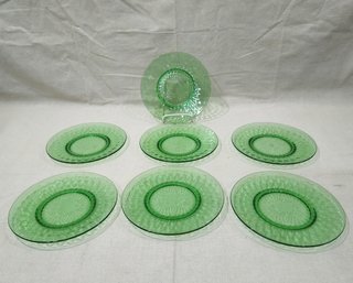 Vintage Depression Green Luncheon/Salad Glass Plates Group