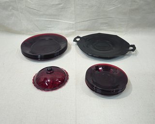 Assorted Vintage Ruby Red Glassware Group