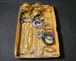Assorted Vintage Costume Jewelry Bracelets & Bangles Group