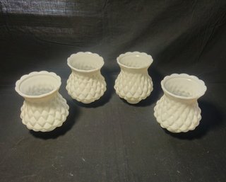 Vintage Quilted Diamond Milk Glass Lamp Shades Group