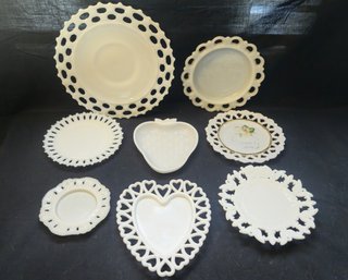Assorted Vintage Milk Glass Plates Group