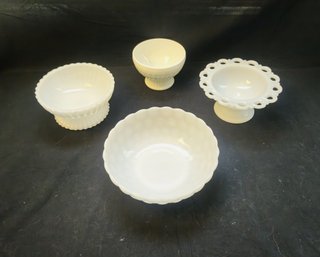 Assorted Vintage Milk Glass Bowls Group