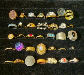 Assorted Vintage Costume Jewelry Rings Group