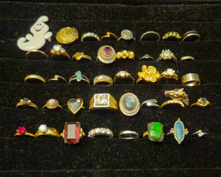 Assorted Vintage Costume Jewelry Rings Group