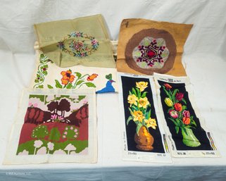 Assorted Vintage Needlepoint Tapestries Group