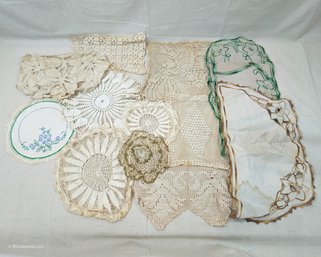 Assorted Vintage Croctched & Embroidered Doilies & Linens Group
