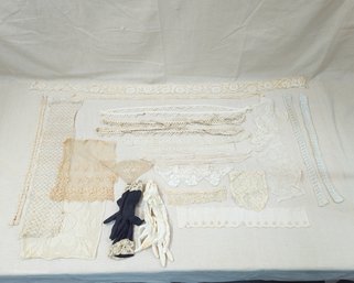 Assorted Antique & Vintage Crotched Textiles And Lace Trimmings Group