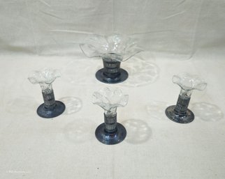 Vintage Forbes Silver Co Silverplate & Glass Bud Vases Set