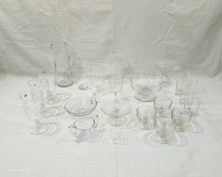 Assorted Vintage Etched & Engraved Glassware Group