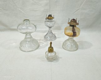 Assorted Antique & Vintage Glass Oil Lamps Group