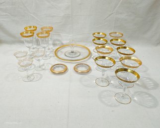 Assorted Vintage Gilt Accented Glassware Group