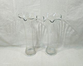 Vintage Large Glass Swung Vases Set- 20'H