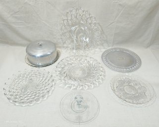 Assorted Vintage Glass Bowl & Serving Platters Group