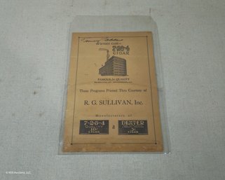 1934 Manchester Indians Vs. Pittsburg Exhibition Baseball Game R.g. Sullivan 7-20-4 Advertising Score Card