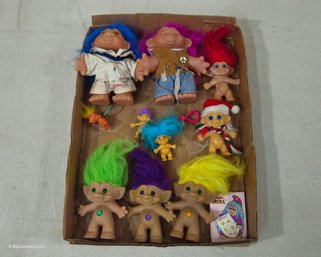 Assorted Vintage Troll Dolls Group