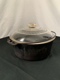 Cast Iron 5 Quart Dutch Oven Unmarked W/griswold Glass Cover