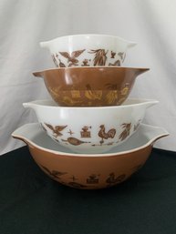 Pyrex Early American Cinderella Bowl Set ~4 Pieces