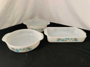 AH Fire King Blue Heaven Ovenware 4 Pieces
