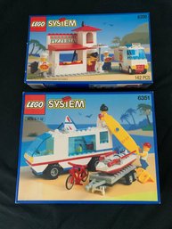 Lego Classic Town: Pizza To Go & Surf N' Sail Camper Minifigures, Manuals & Boxes