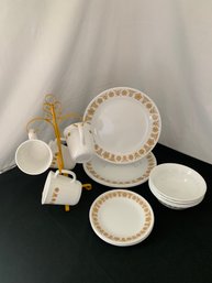Corelle By Corning Butterfly Gold Dinnerware Set Of ~16 Pieces